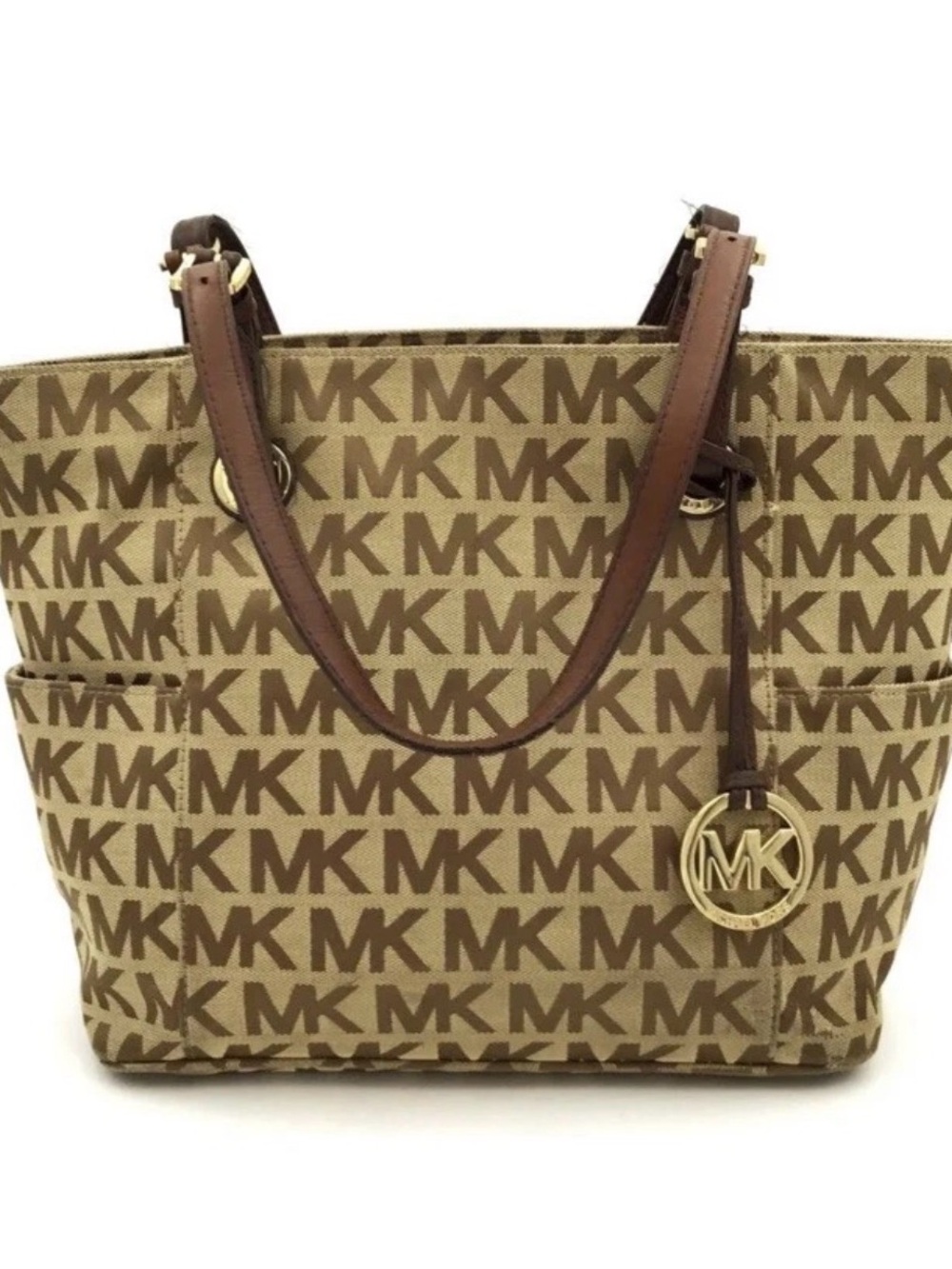 Michael Kors Tan and Brown Signature MK Tote